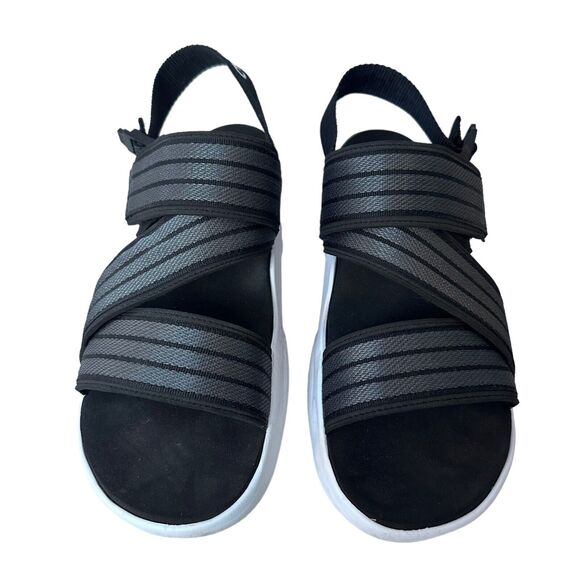 Adidas Sandals Swim Slide 90s Regular Fit Black Grey White Comfort Size 10 - Picture 3 of 10